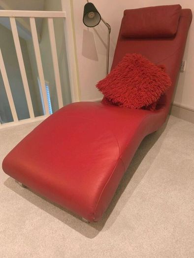 Contemporary red leather lounge couch