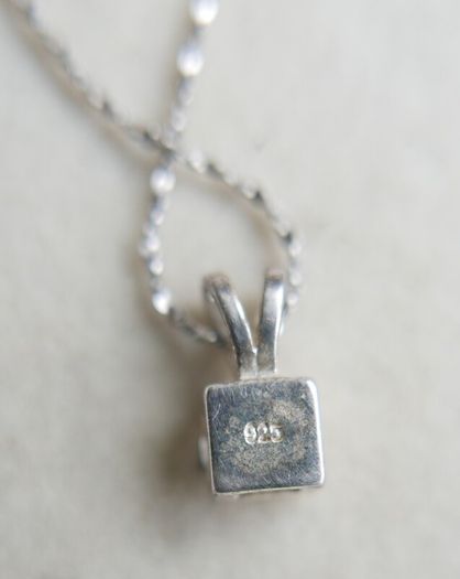 Vintage Sterling Silver 925 Cubic Zirconia Pendant Necklace - length 18" - 2,3g