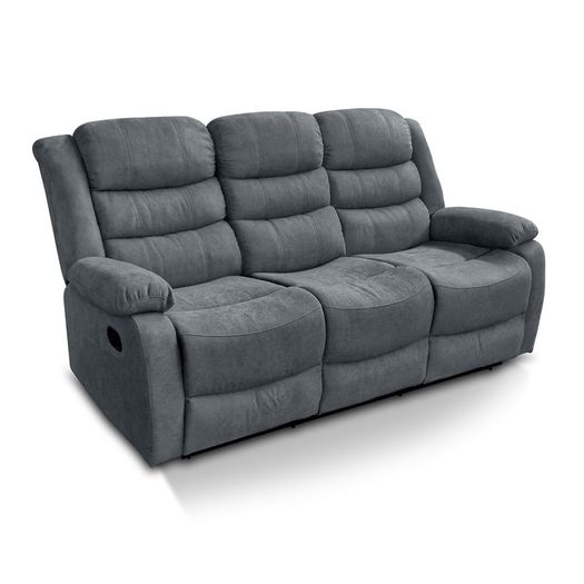 3 Seater Fabric Recliner Sofa, Grey