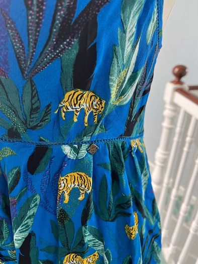 Brand new superdry blue midi dress with tiger print