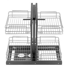 Min 15"W Opening Blind Corner Pull Out Organizer, 2 Tier 4 Shelf Kitchen Cabinet Organizer, Chrome Carbon Steel Storage Basket