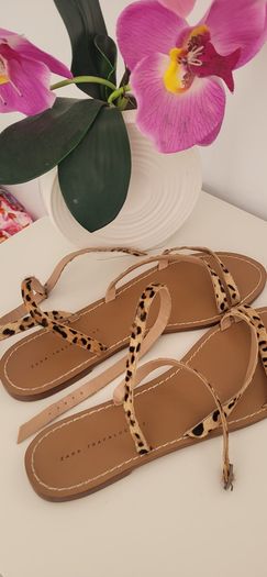 ZARA leopard print strappy sandals Sz 42 (Fit 8-9UK)