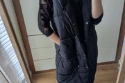 Long Hooded  , Girls Black Long Hooded Gilet  , jacket oversize S, M , sleeveless , vest
