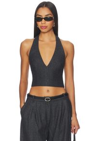Nakedvice Revolve Wool Blend Grey Halterneck Crop Top RRP 115E