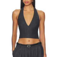 Nakedvice Revolve Wool Blend Grey Halterneck Crop Top RRP 115E