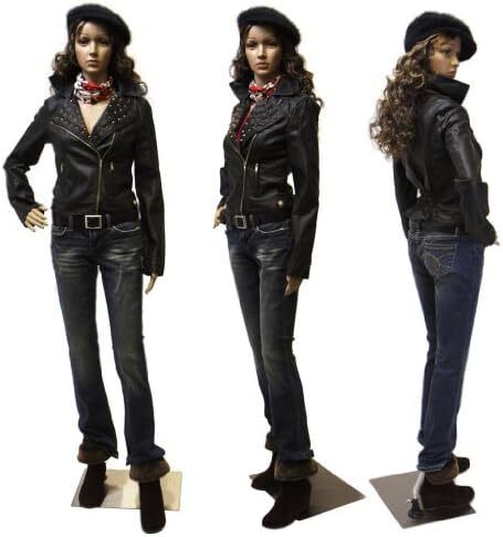 SF-11 Female mannequin full body manikin + 2 free long curly wigs (dark brown and black) +metal stand Head and arms can be rotated Plastic Unbreakable Eco-friendly