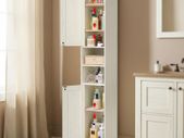 Tall Narrow Storage Cabinet White Slim Bathroom Cupboard Tall Boy