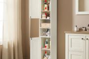 Tall Narrow Storage Cabinet White Slim Bathroom Cupboard Tall Boy