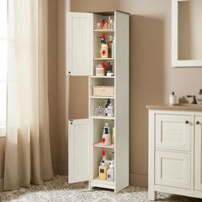 Tall Narrow Storage Cabinet White Slim Bathroom Cupboard Tall Boy