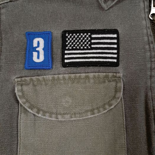 Art Class Grey Khaki Charcoal Patchwork Military Utility Jacket with Patches 8UK/36EU