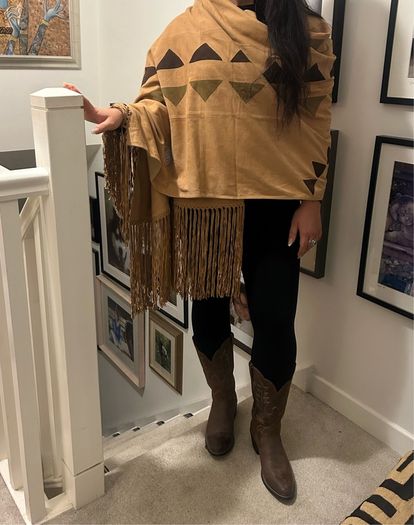 Anna Trzebinski Stunning Cashmere & Suede Wrap
