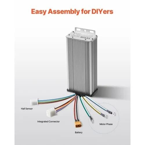 1800W Electric Brushless DC Motor Kit - 48V 4500rpm Motor with Upgraded Speed Controller and Foot Pedal Throttle Kit for Go Karts E-Bike Motorcycle Scooter DIY