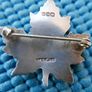 Antique  Large Sterling Silver Enamel Maple Leaf Brooch Image 5
