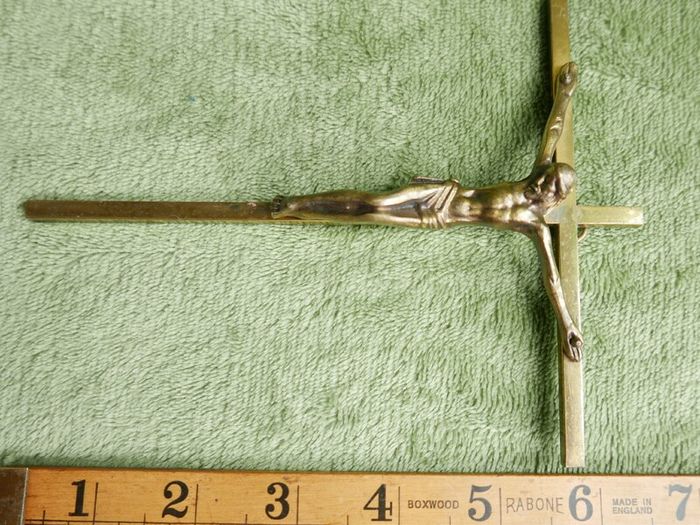 Vintage Bronze Wall Cross - Religious Christian Crucifix