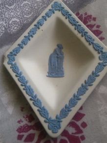 Wedge wood pin dish blue and white , for sale .