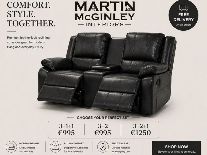 New 3+2 & 3+1+1 Full Leather Recliner Sofa Sets