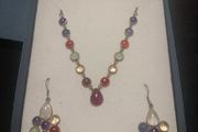 Beautiful 925 silver chain and earrings with multicolored Stones