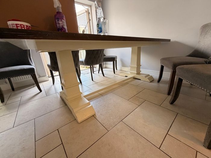 Solid wood table with dining chairs