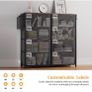 Fabric Chest of Drawers - Canvas Storage Unit with 8 Large Drawers Label Cards, Side Pocket & Hook for Living Room, Hallway, Bedroom Image 6