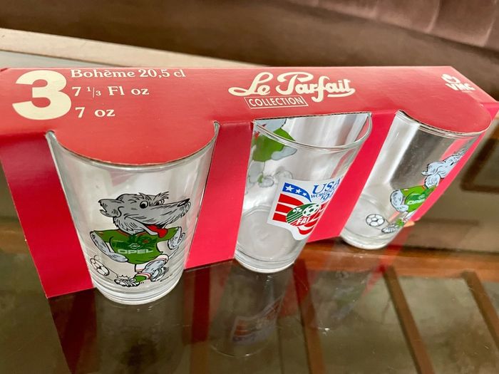 World Cup USA 1994 Macul the dog Mascot Drinking Glasses x 3