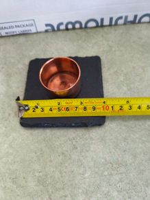 Copper and Slate Square Candle Holder. 10 cm