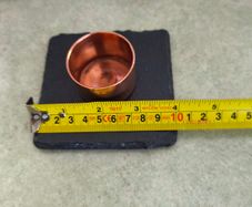 Copper and Slate Square Candle Holder. 10 cm