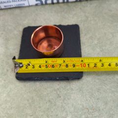 Copper and Slate Square Candle Holder. 10 cm