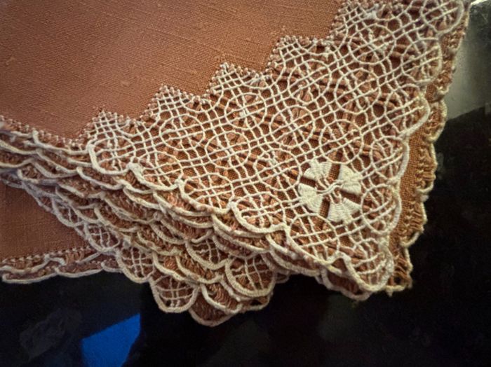 Vintage Embroidered Terracotta Napkin Set of 6