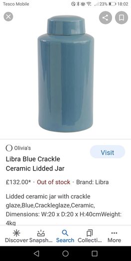 Fabulous Tall Libra Blue Crackle Ceramic Lidded Jar
