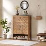 Vintage Brown Shoe Cabinet with 2 Folding Drawers, Freestanding Shoe Storage Organiser for Hallway, Entryway & Home Image 6