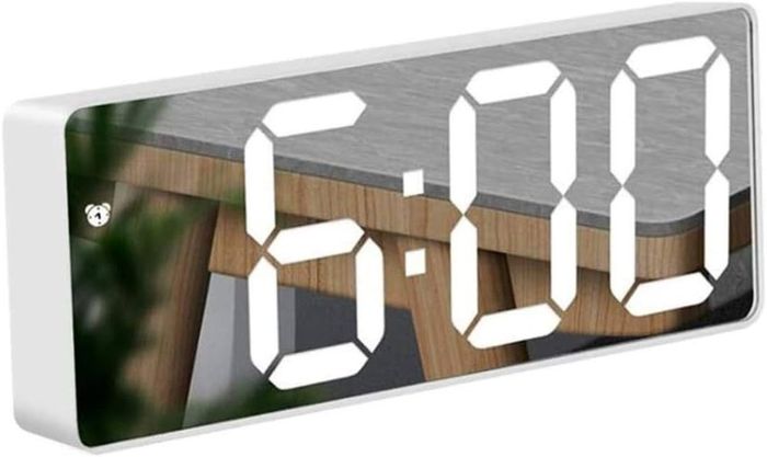 Mirror Alarm Clock, Digital Alarm Clock 3" LED Display with Light Sensing Dimming Mode, Snooze, Adjustable Brightness, Bedside Clock for Bedroom Living Room Home Decor (FREE SHIPPING)