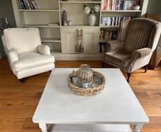 Solid pine painted large square coffee table