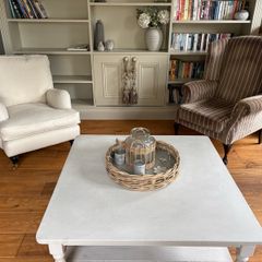 Solid pine painted large square coffee table