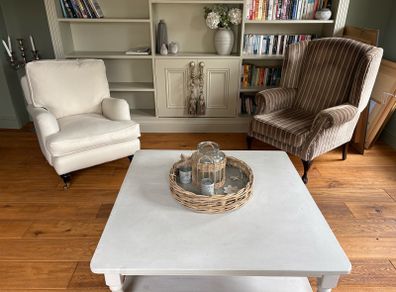 Solid pine painted large square coffee table