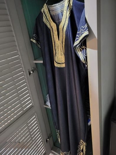 kaftan dress navy + gold - holiday ready