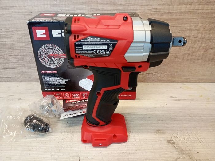 Einhell Professional Cordless Impact Wrench TP-CW 18 Li BL Solo Power X-Change (18 V, 215 Nm, Brushless, External Square Socket, Bit Adapter, LED Light, Battery Not Included)
