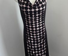 Worn once, like new. Size 16 - Stretchy black and cream cowl neck polkadot dress from Phase 8.