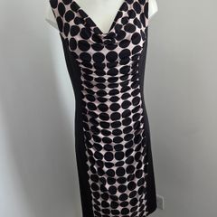 Worn once, like new. Size 16 - Stretchy black and cream cowl neck polkadot dress from Phase 8.