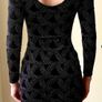 Quiz Black Velvet Glitter Hologram Long Sleeve Mini Dress - Size 10 Image 3