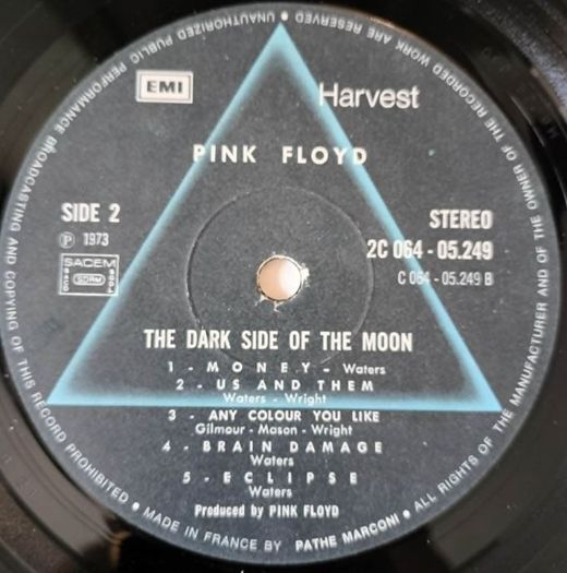 Pink Floyd : The dark side of the Moon : Harvest 2C064-05249, LP, France 1973, VG+
