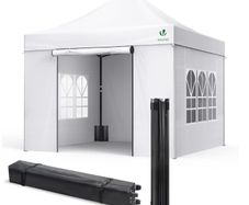 3x3m Heavy Duty Gazebo with 4 Sides, Pop up Gazebo Fully Waterproof Party Tent with Roller Bag and Leg Weights, White