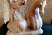 Vintage handcarved pair of horses