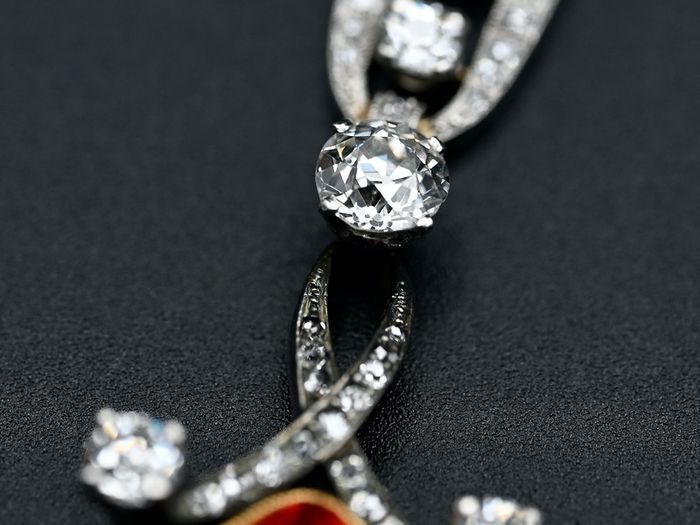 Antique Edwardian Fire Opal & Diamond Necklace