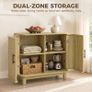 80cm Sideboard Buffet Cabinet, Storage Cabinet with 2 Curved Doors, Adjustable Shelf and Legs for Dining Room, Oak Image 5