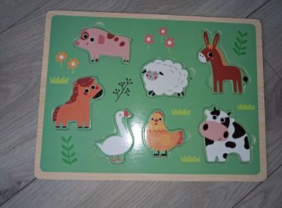 In The Farm Wooden Insert Animal Puzzle - 7 Animals - Age - 12 Months +