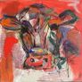 Original Art - Auction - Cow in Abstract Aesthetic Original Painting 29 cm framed Image 2
