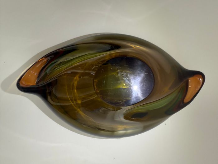 Large Czech Sommerso Art Glass Sculptural Bowl. c.1960s