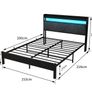 King Bed Frames with 5ft Upholstered Wooden Two-shelf Storage Headboard, Charging Station,LED Lights Image 6