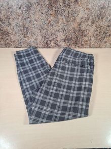 mens HOLLISTER Check trousers pants jeans stretchy denim cropped taper Size Large