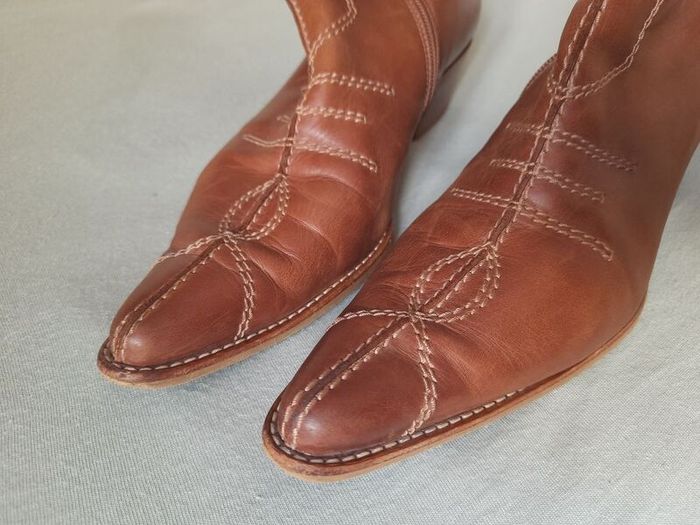 Paul Green Leather Ankle Boots Western Cowboy Style
